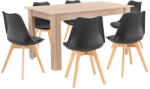 Leziter Set de masă Zara 6+1 negru-stejar Sonoma (LYET140ST_DA232AB_6)