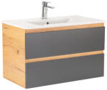 Leziter Dulap inferior Vario Forte 80 cu lavoar stejar-antracit (Vario044)