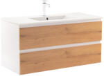 Leziter Dulap inferior Vario Forte 100 cu lavoar, stejar alb (Vario075)