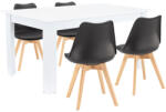 Leziter Set de masă Lola 4+1 alb-negru (LYET160F_DA232AB_4)