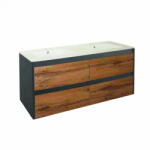 Leziter Mobilier de baie Porto 120 cu bază și lavoar în culoarea stejarului rustic antracit (PO120AANCT)