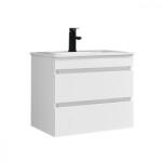 Leziter Mască de baie Cube 60 cu chiuvetă ceramică, 2 sertare, vopsită în alb lucios (CUBE60A)