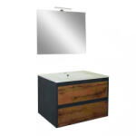 Leziter Mobilier complet de baie Porto Prime 80 în culoarea stejarului rustic antracit (POPR80ANCT)