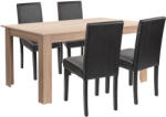 Leziter Set de masă Leon 4+1, stejar Sonoma-negru (LYET160ST_LKE-BL_4)