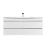 Leziter Mobilier de baie cu bază Cube 120, 1 lavoar ceramic, 2 sertare, vopsit în alb lucios (CUBE120A2F1M)