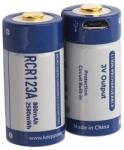 KeepPower RCR123A 860mAh 16340 USB újratölthető 3V Lithium fotóelem (KeepPower-RCR123A-860)