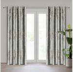 EUROFIRANY Idalia ezüst leveles sötétítő függöny bársony 140x250 cm