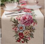 EUROFIRANY Gria virágos gobelin asztalterítő Natúr 45x140 cm +/-5%