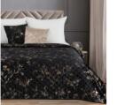 EUROFIRANY Blink5 bársony ágytakaró fényes virágos ág mintával Fekete 170 x 210 cm