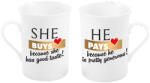 BG-TECH Set 2 cani 290ml, mesaj She Buys, he pays, Bg-tech (217757)