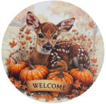  Nyomtatott fa tábla koszorú közép - Bambi welcome 14, 8cm - papelito