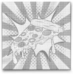  PontPöttyöző - Pop art - Pizza Méret: 50x50cm, Keretezés: Kartonlemezen, Szín: Zöld