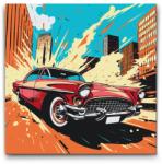  Festés számok szerint - Pop art - Piros autó Méret: 50x50cm, Keretezés: Keret nélkül (csak a vászon)