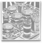  PontPöttyöző - Pop art - Gyorsétterem Méret: 50x50cm, Keretezés: Kartonlemezen, Szín: Kék