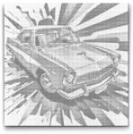  PontPöttyöző - Pop art - Kék autó Méret: 50x50cm, Keretezés: Kartonlemezen, Szín: Fekete