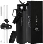 Cool'NMore Jet Sticlă Termos Oțel Inoxidabil Fără BPA 750ml Neagră cu Mustiuc Pai Buclă și Mâner 75000124 (75000124)