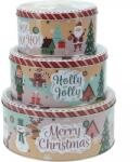 Gastro Karácsonyi dobozok Merry Christmas, 3 darabos készlet, fém, magasság: 121 mm, Ø: 180 mm