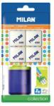 MILAN Dupla reszelő tokkal MILAN COLLECTION + 4 radír MILAN 430 - bliszteres csomagolásban