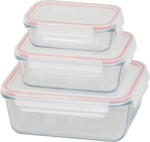 MagicHome MagicHome, 3 db-os szett, üveg, téglalap alakú, fedővel, 400/900/1900 ml (8011051)