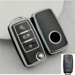 Skoda bicskakulcs 3 gombos TPU tok fekete ezüst (TVW004EFK)