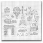  PontPöttyöző - Vidám motívumok Franciaországról Méret: 50x50cm, Keretezés: Kartonlemezen, Szín: Kék