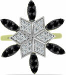  Arannyal Bevont Ezüst Gyűrű Fekete Spinellel és Fehér Topázzal, Y59268/57