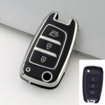 Hyundai bicskakulcs 3 gombos TPU tok fekete ezüst (THY035EFK)