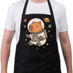 printfashion Űrhajós kapibara - Kötény - Fekete (17624881)