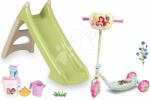 Smoby Set tobogan cu joc de apă și trotinetă Prințese XS Slide Green Life Smoby lungimea suprafeței de alunecare 90 cm și set Disney (SM820629-3)