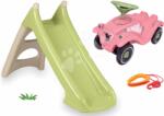 Smoby Set tobogan cu joc de apă și babytaxiu Flower cu frânghie XS Slide Green Life Smoby lungimea suprafeței de alunecare 90 cm cu filtru UV (SM820629-7)