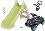 Smoby Set tobogan cu joc de apă și babytaxiu cu sunete XS Slide Life Smoby lungimea suprafeței de alunecare 90 cm și sfoara de tracțiune cu spătar și premergător (SM820629-15)