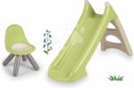 Smoby Set tobogan cu joc de apă cu loc de stat XS Slide Green Life Smoby lungimea suprafeței de alunecare 90 cm cu două scăunele KidChair (SM820629-5)