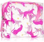 BrushArt Accessories Transparent cosmetic bag прозрачна козметична чантичка Cheetah in love 15 x 14 x 9 cm