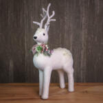 Deconline Xmas XL Karácsonyi Szarvas figura púder, fehér textil 40 cm (679493)
