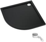 Schedpol Caspar New Black Mat félkör alakú zuhanytálca szifonnal 80x80 cm fekete 3.2333/C/MG (32333CMG)