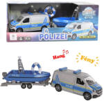 Kidsglobe Rendőrségi Volkswagen kisbusz motorcsónakos utánfutóval (520360)