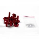  Șuruburi aluminiu cap bombat M6x20 Ø16 mm cu 10 șaibe nylon, roșii, set 10