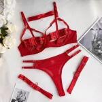FF Lux Collection Euphoria Sensual - pántos, fémgyűrűs fehérnemű szett Méret: M, Szín: piros