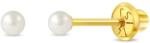 Bebe Gold Cercei din Aur 14K pentru Copii, model Clasic cu Perla de Cultura 3.5-4 mm, inchidere cu Filet si Protectie