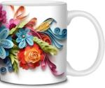 Domag Cana cu flori 3D colorate, ceramica, 330 ml