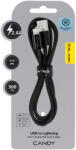Blavec Cable Candy fonott - USB Lightning kábel - 2, 4A 3 méter (CCA-UL24B30) fekete