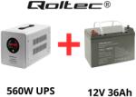 Qoltec Szünetmentes tápegység UPS keringető szivattyúkhoz 560W + 36Ah akkumulátor csomag (50718-53084)