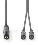 Nedis COTH22200GY30 félprofi audio kábel, 3, 5mm sztero jack dugó - 2 x RCA dugó, 3m, rugalmas (COTH22200GY30) (COTH22200GY30)