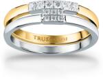 Trussardi Inel frumos bicolor din oțel cu zirconi T-Logo TJAXC41 56 mm