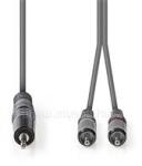 Nedis COTH22200GY15 félprofi audio kábel, 3, 5mm sztero jack dugó - 2 x RCA dugó, 1.5m, rugalmas (COTH22200GY15) (COTH22200GY15)