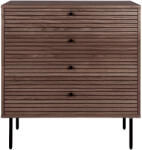House Nordic Kyoto Komód, 4 fiókos, tölgyfa furnér, füstölt, fekete fém lábak 80x40x85 cm (3101006) - stuxi