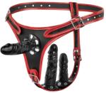 EasyToys - felcsatolható alsó tripla dildóval (fekete) - erotikashow