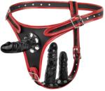 EasyToys - felcsatolható alsó tripla dildóval (fekete) - shop
