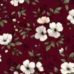 Takoy Prémium pamut NELA fehér mini virágok Olea bordó alapon