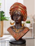  Gyönyörű afrikai stílusú hölgy fej szobor - 27 cm